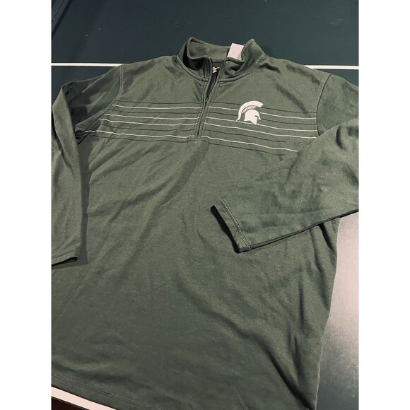 Michigan State University Spartans Quarter Zip Pullover Shirt Men’s 2XL Stripe - Picture 2 of 7
